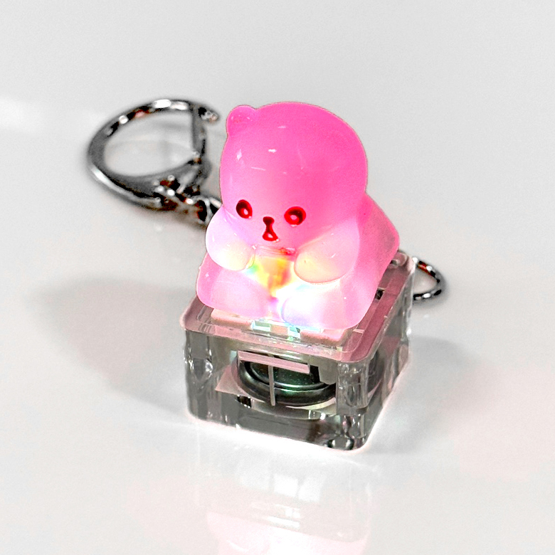 포인트키캡 키링 LED 딸깍이 아티산 귀여운 동물 열쇠고리 차키 가방 젤리곰 포도곰 - 상세 이미지 3