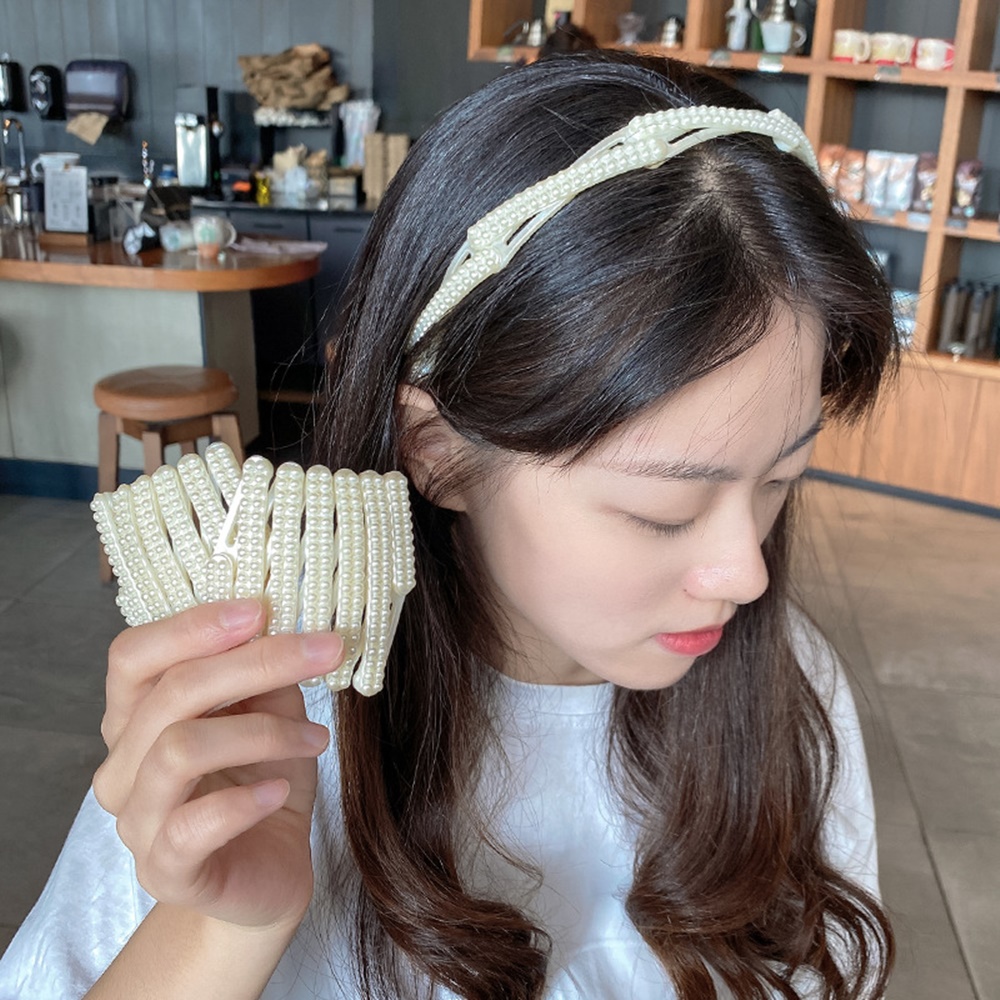 접이식 진주 머리띠 슬림 헤어 귀안아픈 세안 밴드 - 상품 이미지