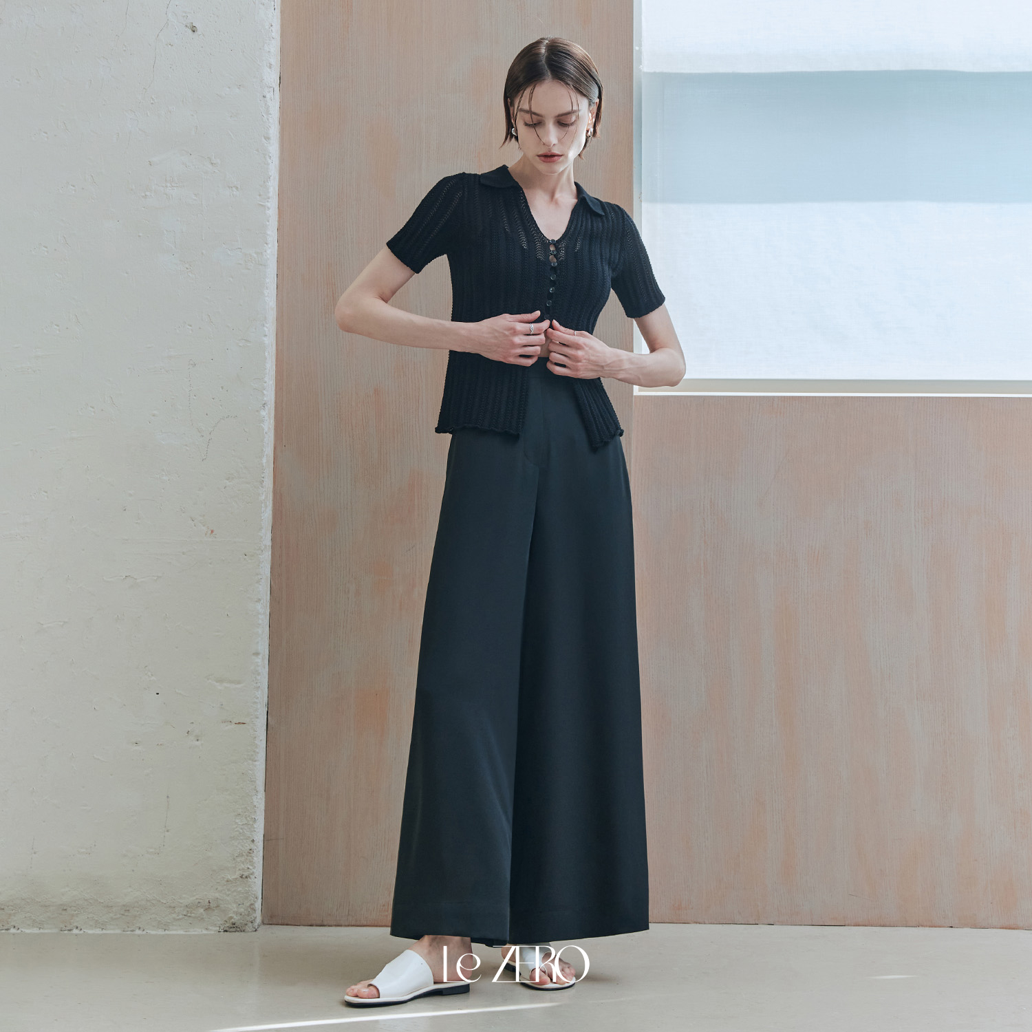 [제로스트릿] 르제로 노블 와이드 밴딩 팬츠 LeZERO NOBLE WIDE BANDING PANTS / BLACK - 상세 이미지 3