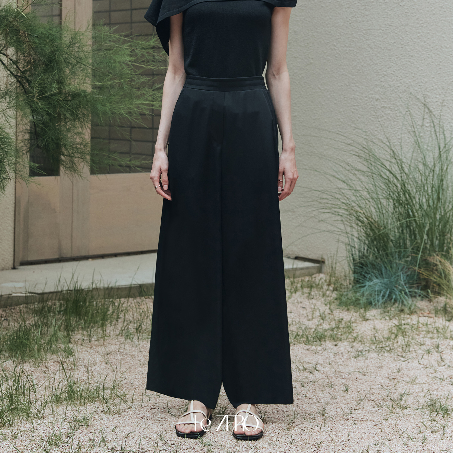 [제로스트릿] 르제로 노블 와이드 밴딩 팬츠 LeZERO NOBLE WIDE BANDING PANTS / BLACK - 상품 이미지