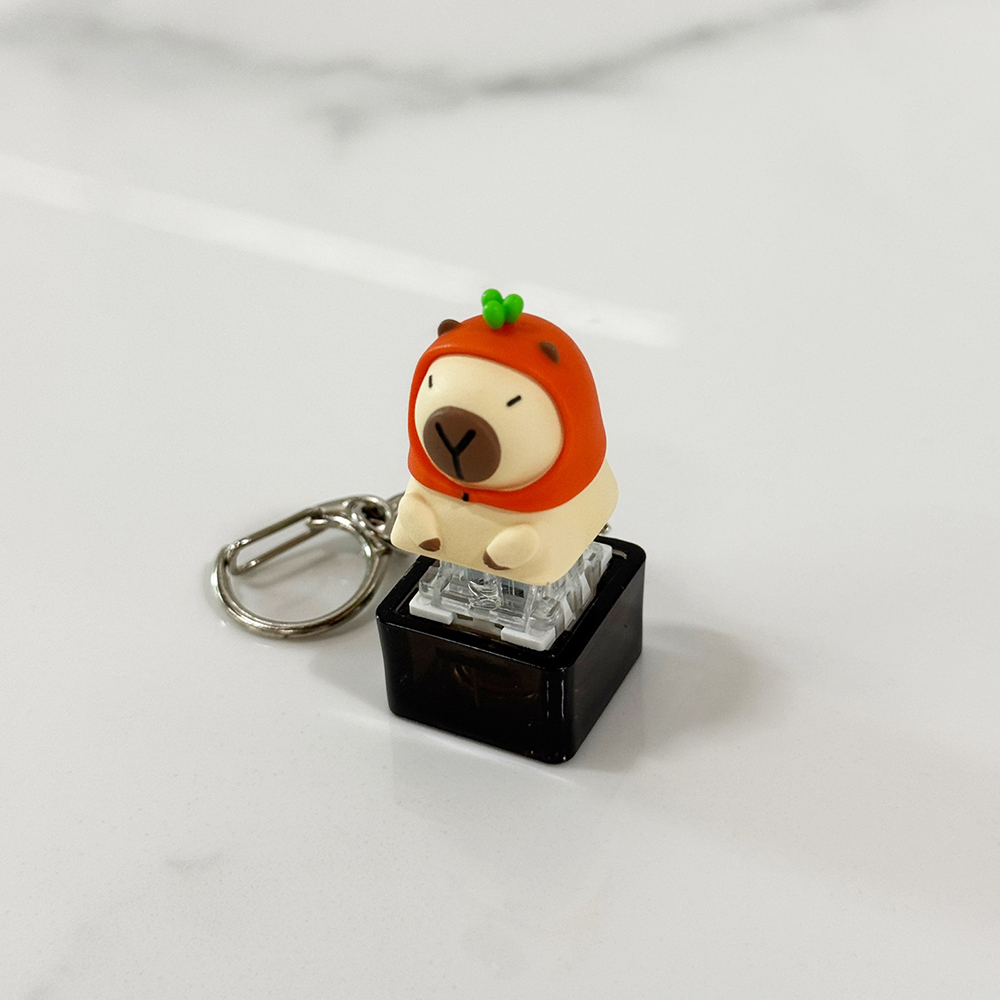 포인트키캡 키링 LED 딸깍이 아티산 귀여운 동물 열쇠고리 차키 가방 카피바라 당근바라 이미지 7