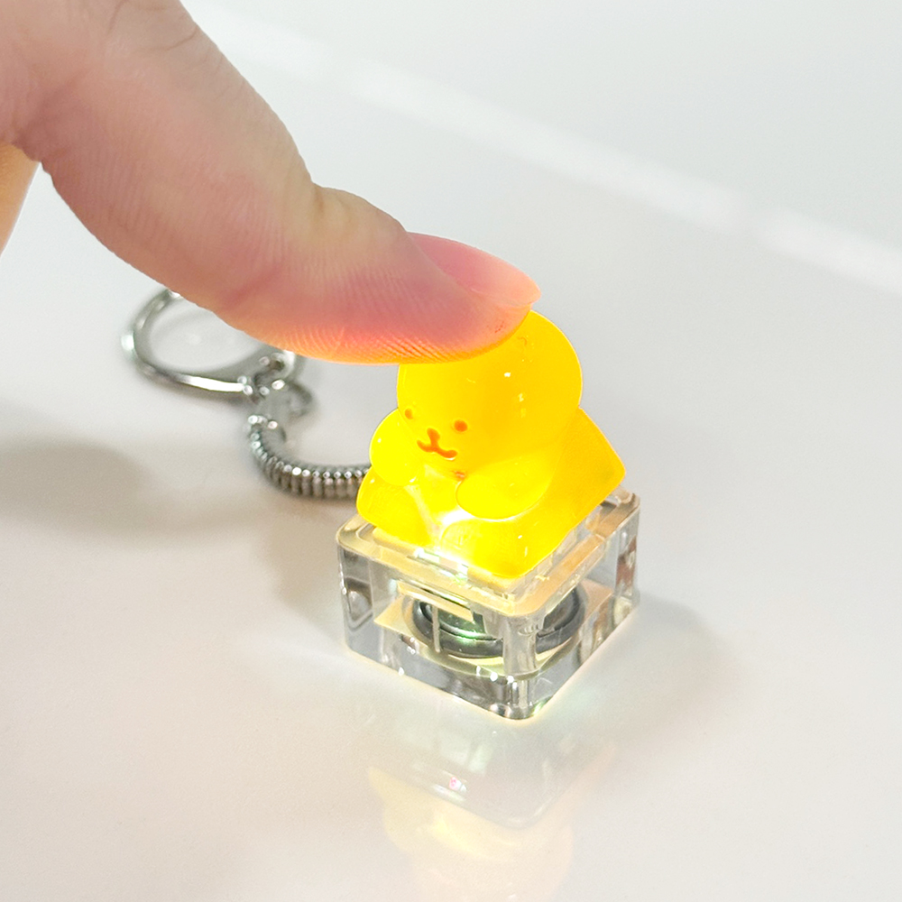 포인트키캡 키링 LED 딸깍이 아티산 귀여운 동물 열쇠고리 차키 가방 젤리곰 레몬곰