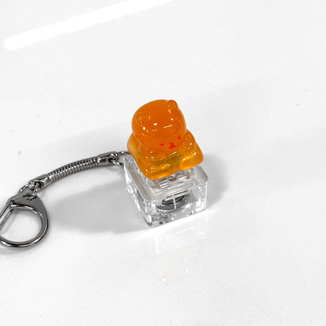 포인트키캡 키링 LED 딸깍이 아티산 귀여운 동물 열쇠고리 차키 가방 젤리곰 오렌지곰 - 상세 이미지 4
