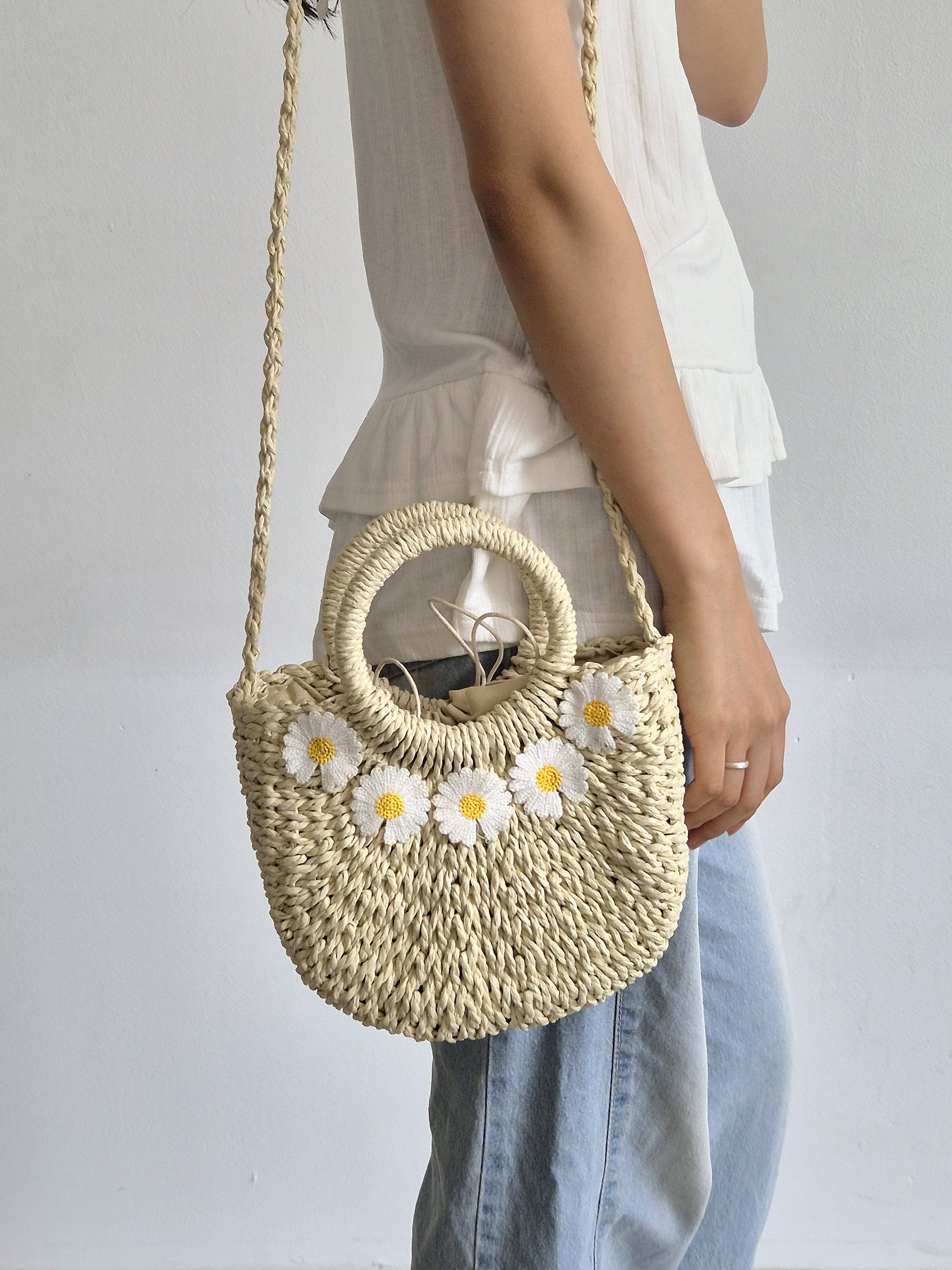 [리햅] 페브니아 데이지 라탄백 여름 크로스 핸들 가방