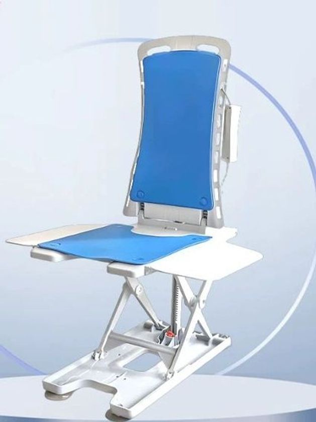 전동 높이 조절 목욕 의자 방수 다기능 보조 샴푸 신생아 핸들 블루