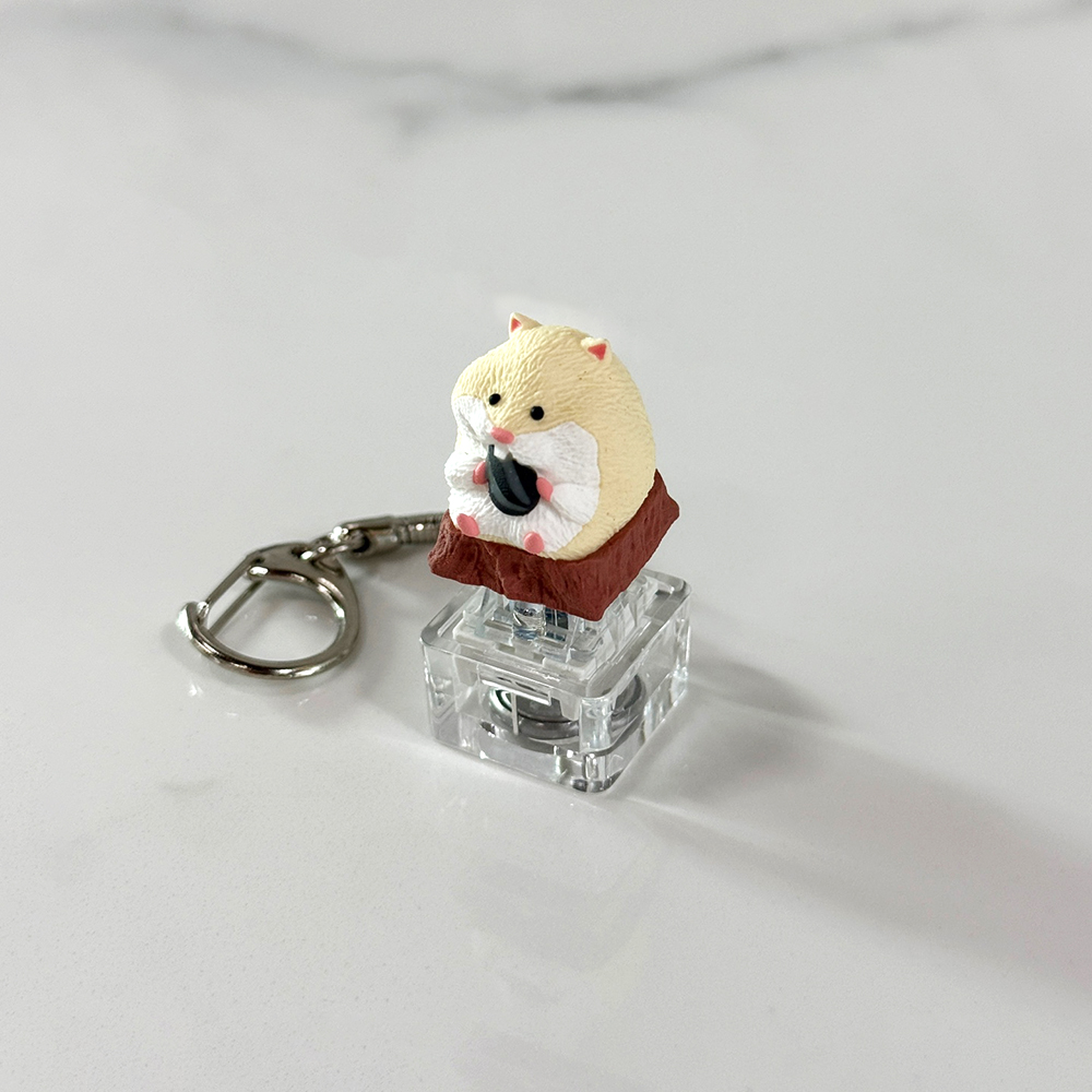 포인트키캡 키링 LED 딸깍이 아티산 귀여운 동물 열쇠고리 차키 가방 햄스터 옐로우 - 상세 이미지 5