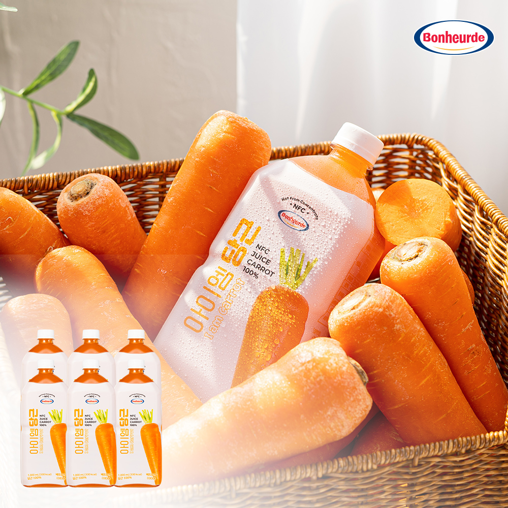 [100% NFC 당근 16.7개 착즙] 보넬드 아이엠 당근 주스 즙 당근, 1L, 6개