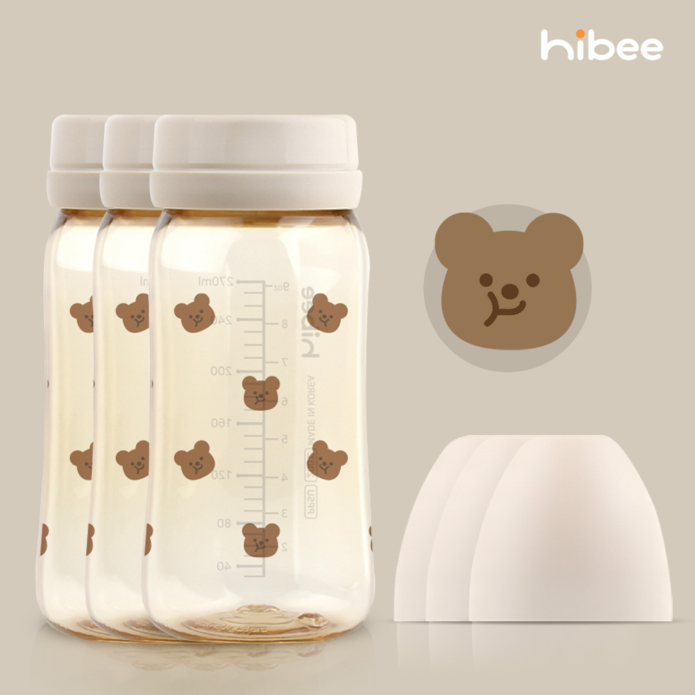 하이비 PPSU 에잇벤트 배앓이방지 젖병 270ml 노꼭지 트리플팩 봄에디션 볼빵곰 - 상품 이미지