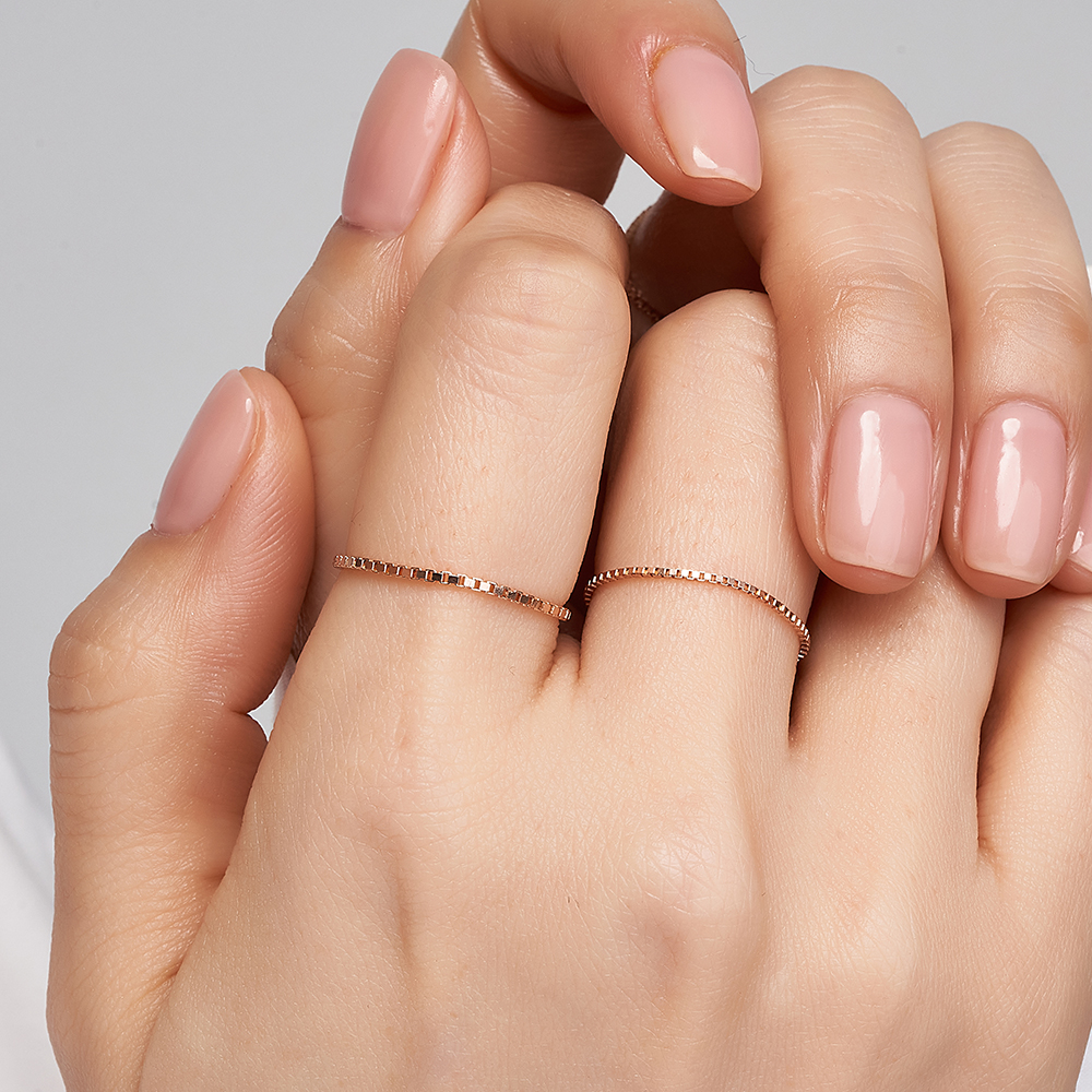 14k 18k 박스 체인 금 반지