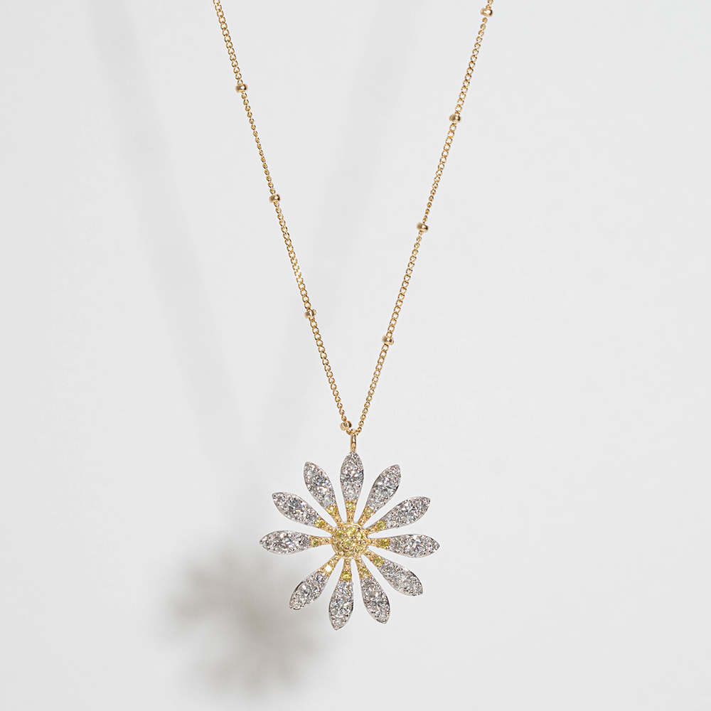 14k 펜던트 목걸이 데이지 플라워 여자 목걸이 금 목걸이 명품 목걸이 체인