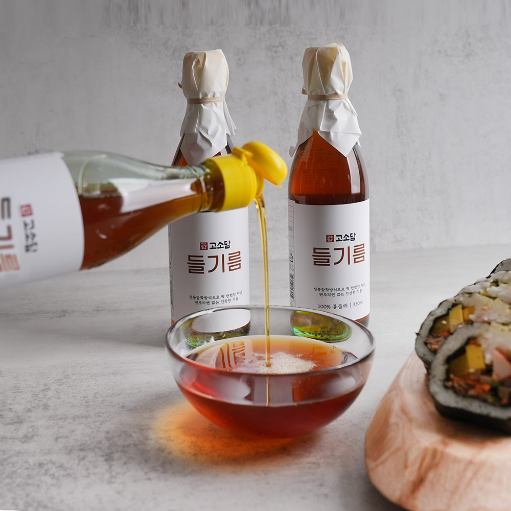 침전물없는깨끗한 고소담 통들깨 들기름 350ml 통깨 들깨기름 - 상품 이미지