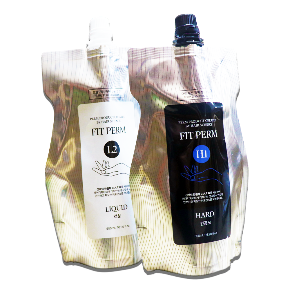 핏펌 세트 H+에멀전 500ml 건강 일반모 매직스트레이트 볼륨매직 웨이브 파마약 펌제 - 상품 이미지
