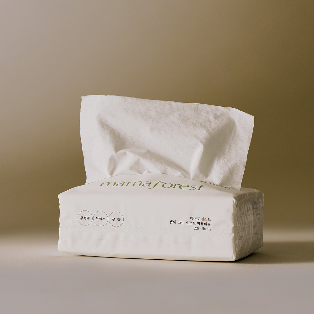 마마포레스트 뽑아쓰는 소프트 미용티슈 먼지없는 각티슈 갑티슈 200매