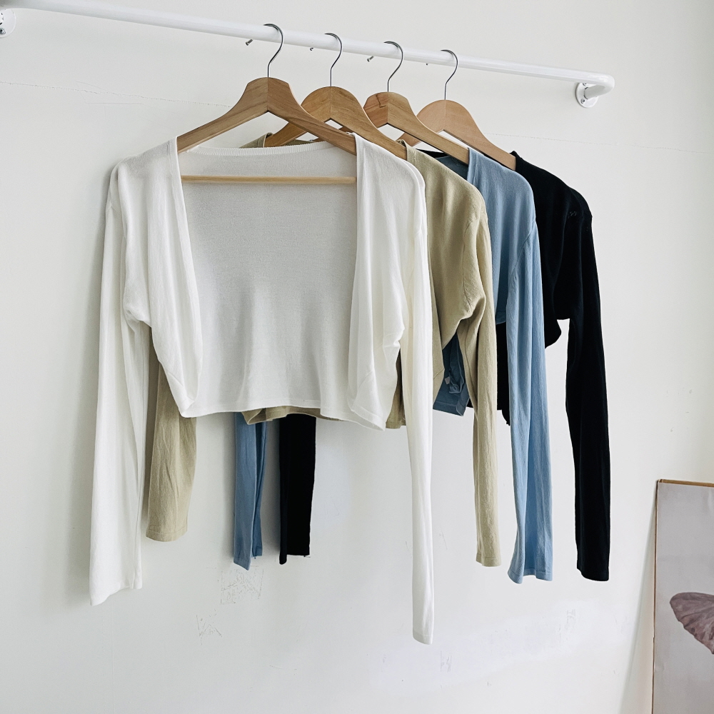 볼레로가디건 시스루 여름 크롭 긴팔 니트 가디건