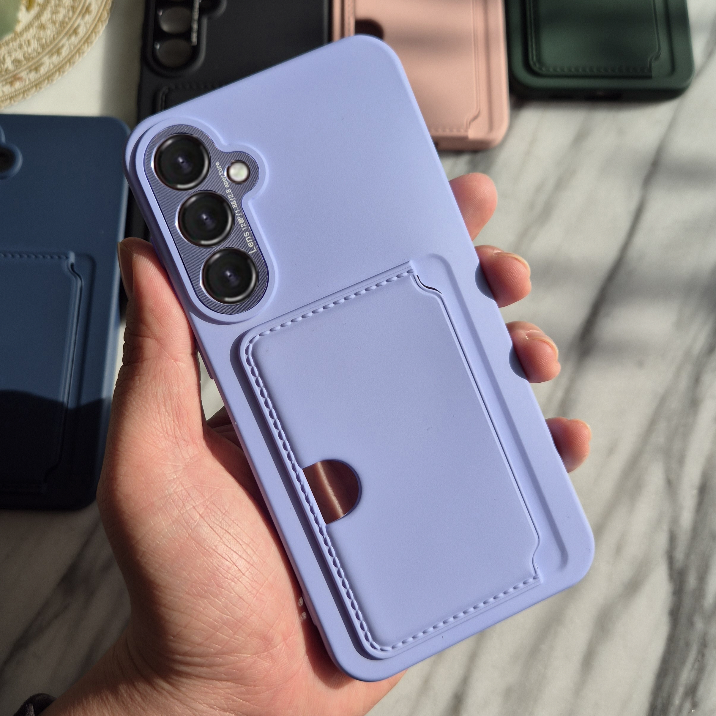 카드 케이스 범퍼 하드 지갑 수납 2장 슬림 풀커버 카메라보호 라이트퍼플, 갤럭시S24 FE