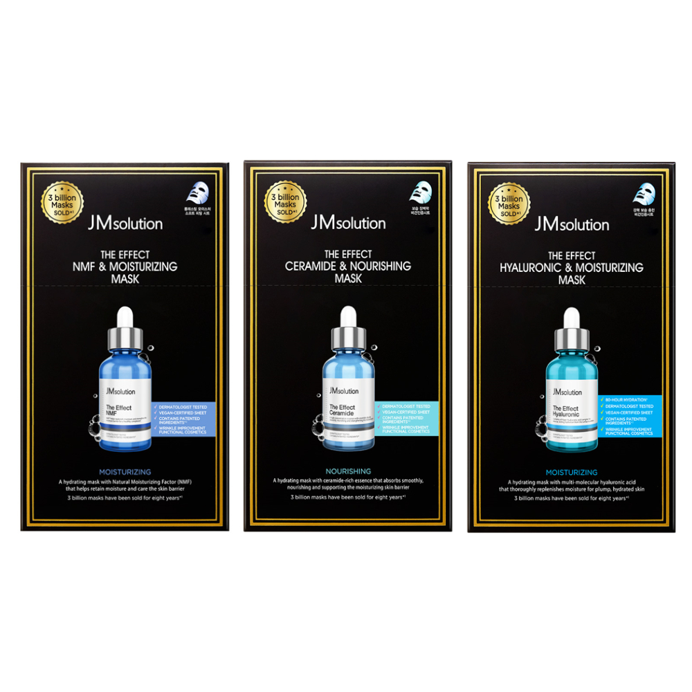JM솔루션 더 이펙트 마스크팩3종 30매 (NMF+세라마이드+히알루로닉) - 상품 이미지
