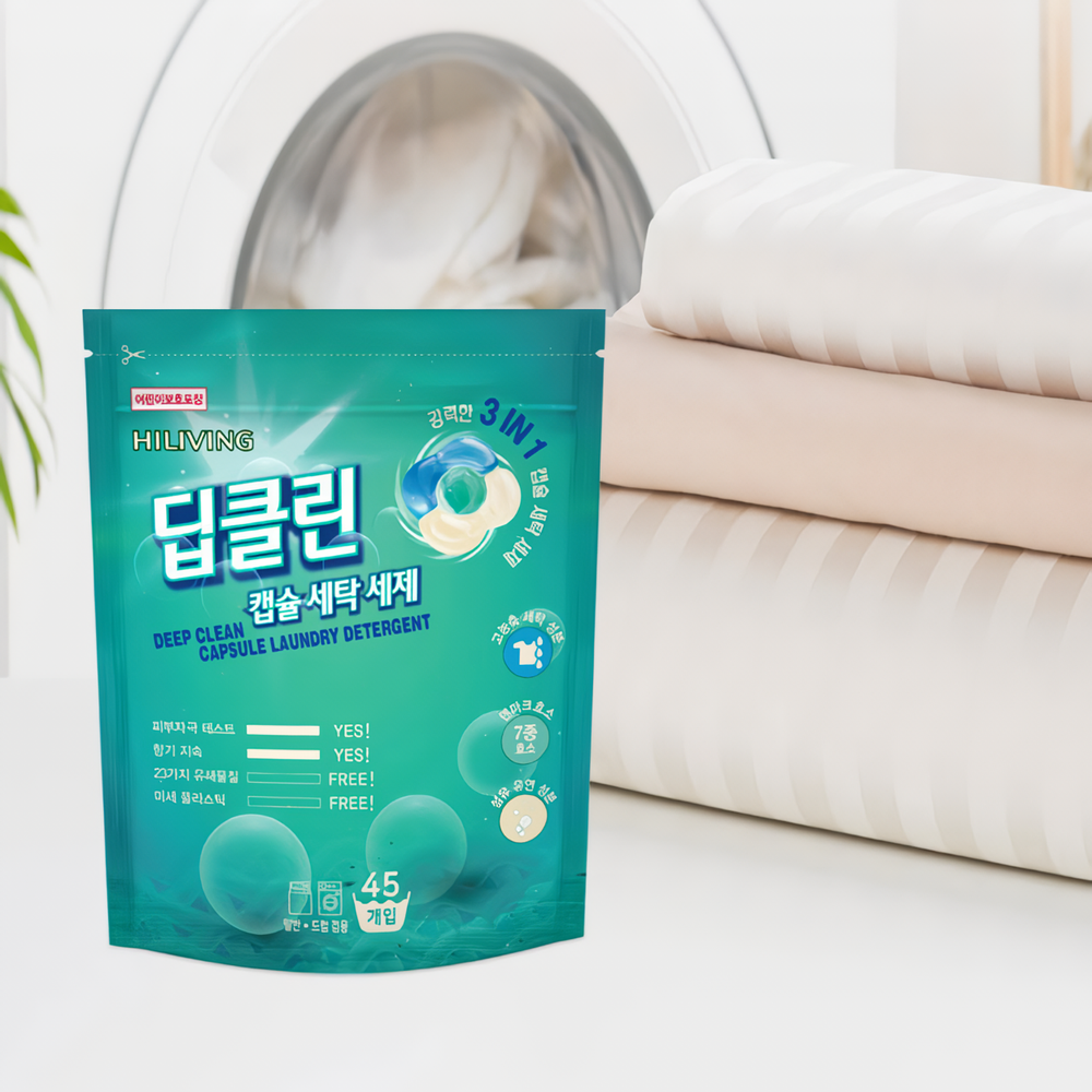딥클린 캡슐 세탁 세제(일반 드럼 겸용) 45개입 - 상세 이미지 4