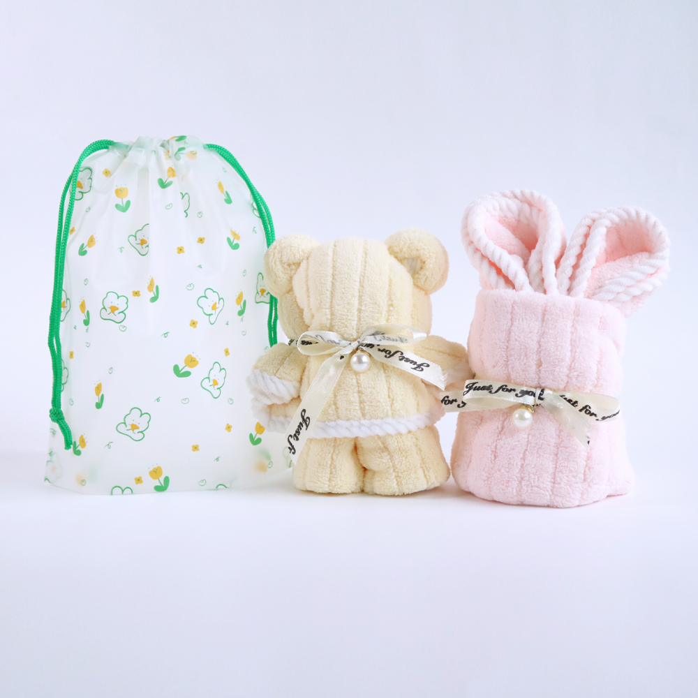 니즈엘 곰 토끼 고리 수건 어린이집 생일 단체 답례품 구디백 스트링백, 도톰곰 10개 이미지 8