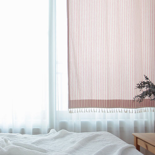 메르시 핑크 스트라이프 테슬 레이스 맞춤제작 핀커튼