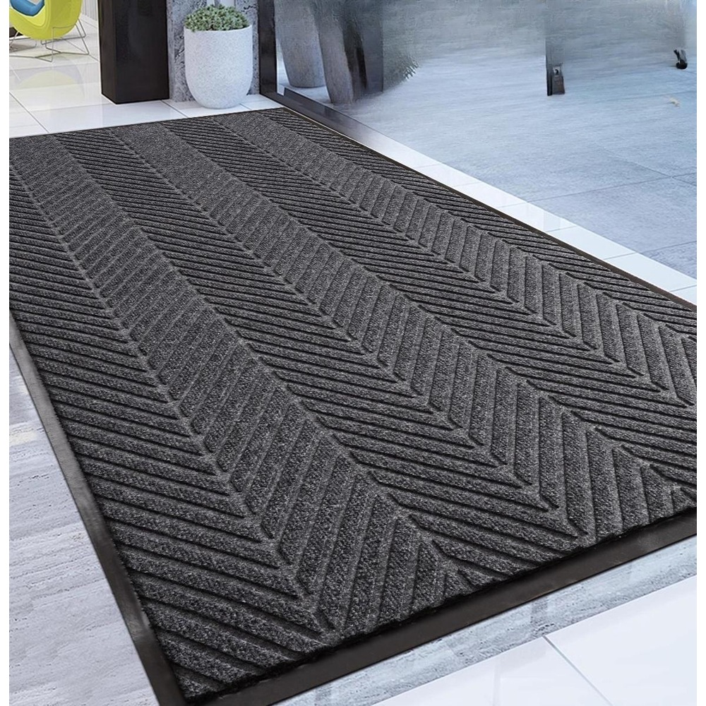 업소용 대형 발매트 출입문 그레이 현관 카페트 매트 깔개 호텔 바닥 매장 그레이 8mm 타이어 90x150cm (전면에 검은색 테두리) 1개
