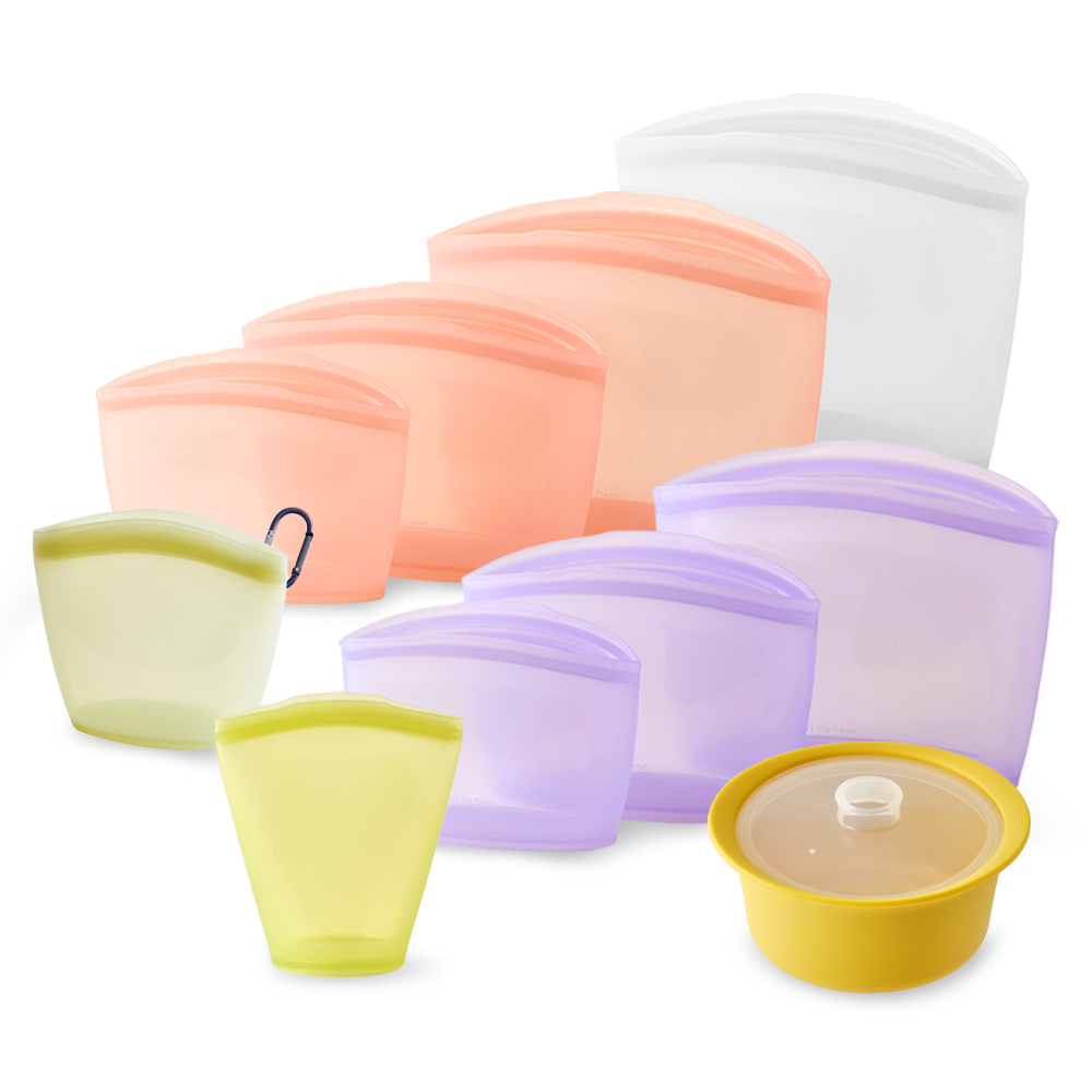 [N단독] 실리팟 프리미엄 실리콘 지퍼백 10종세트 밀폐용기 냉장고정리 용기