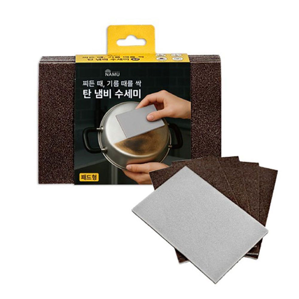 탄냄비 수세미 패드형 5P 기름때 해면수세미 - 상품 이미지