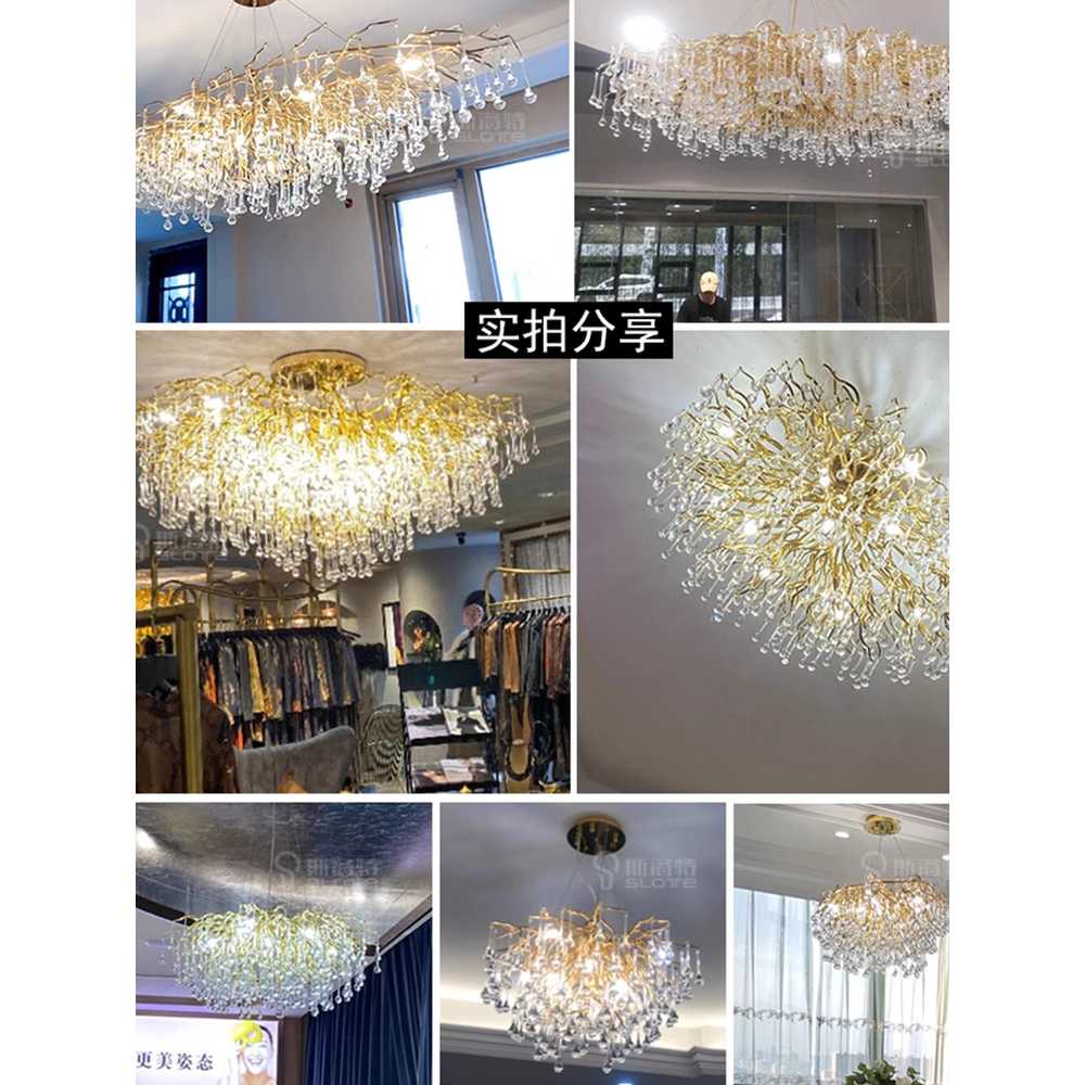 물방울 샹들리에 LED 펜던트 크리스탈 천장 카페 길이 1m 샹들리에(크리스탈) - 상세 이미지 2