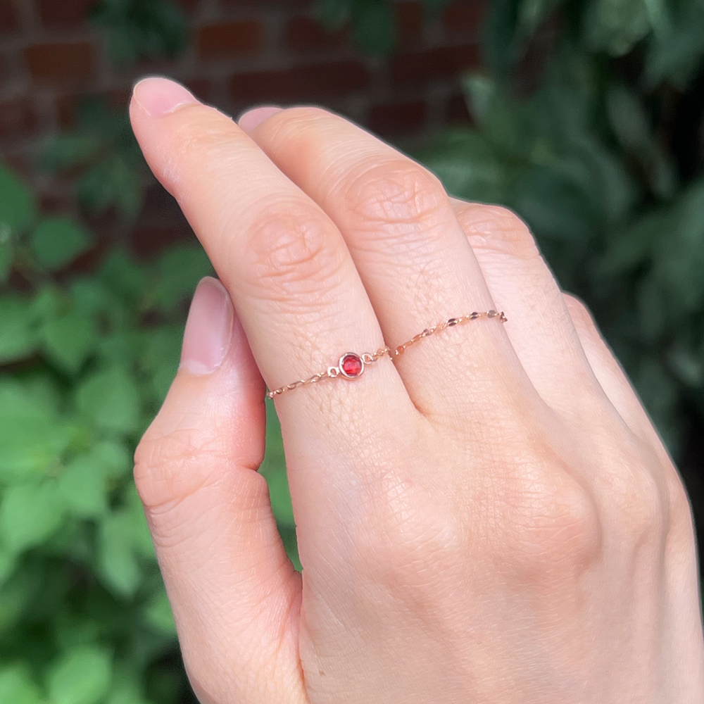 14K 18K 신 모줄 탄생석 큐빅 체인 금 반지