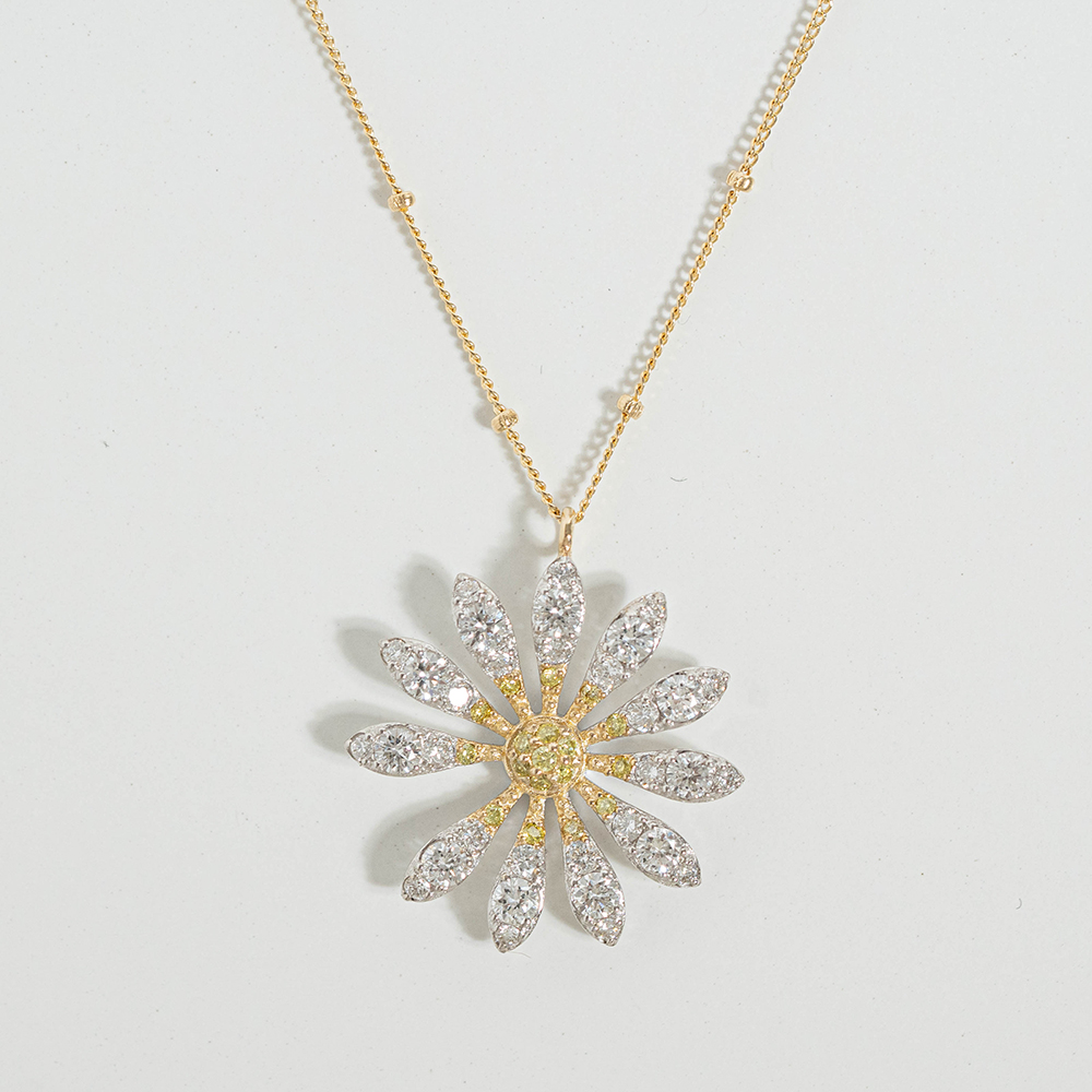 14k 펜던트 목걸이 데이지 플라워 여자 목걸이 금 목걸이 명품 목걸이 체인