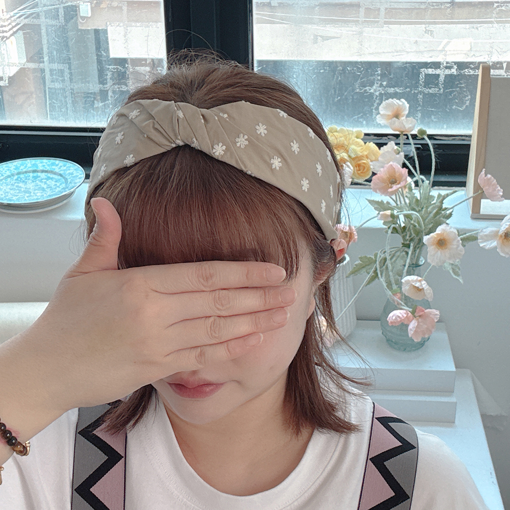데이지자수 리본머리띠 헤어밴드 반다나머리띠 넓은헤어밴드 헤어스카프 헤어악세사리 이미지 8