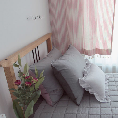 메르시 핑크 스트라이프 테슬 레이스 맞춤제작 핀커튼