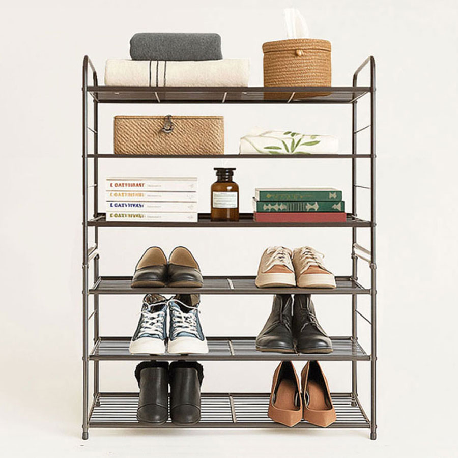 적층 연결형 철제 신발장 오픈형 현관 사무실 학원 원룸용 (3단+3단)