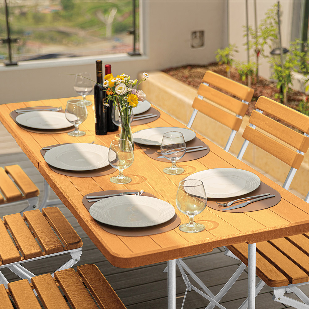 로티캠프 접이식 테이블 1800 폴딩 간이 식탁 입식 브로몰딩 다용도 다크브라운