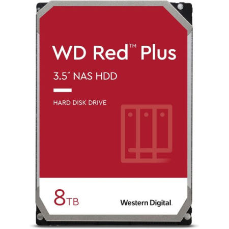 Western Digital [해외]웨스턴 디지털 8TB WD 레드 플러스 NAS 내장 하드 드라이브 HDD - 5640 RPM, SATA 6Gb/s, CMR, 128MB 캐시, 3.5인치 WD80EFZZ