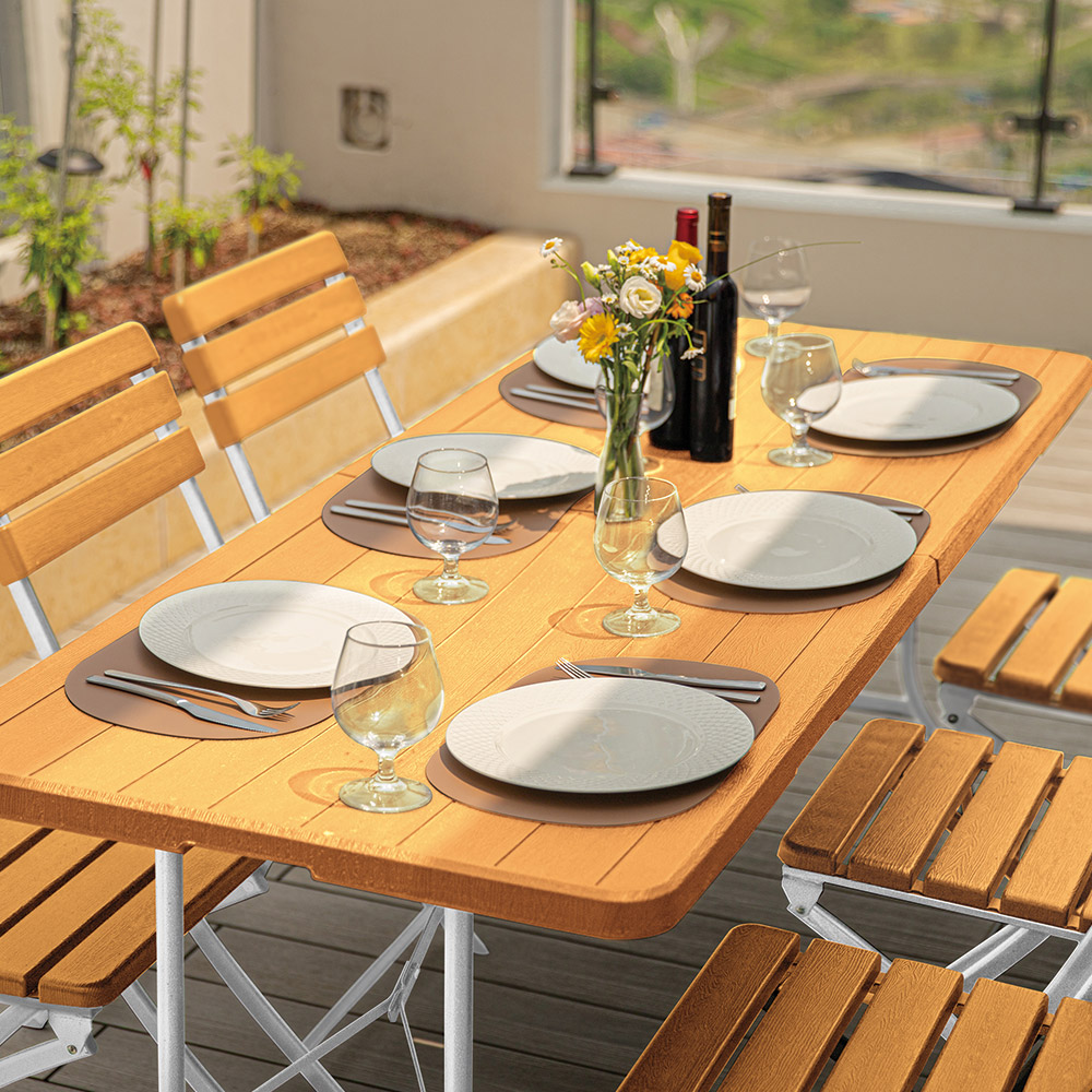 로티캠프 접이식 테이블 1800 폴딩 간이 식탁 입식 브로몰딩 다용도 다크브라운