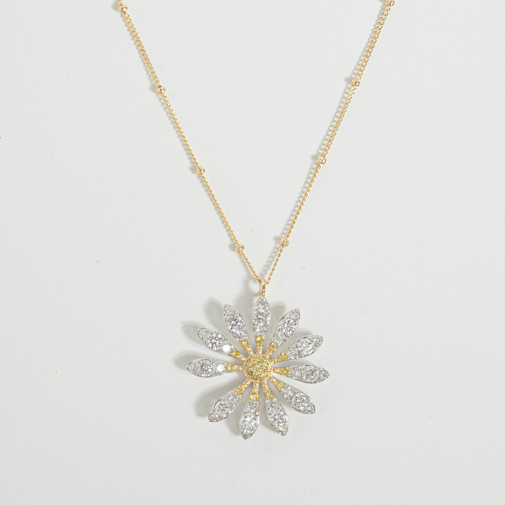 14k 펜던트 목걸이 데이지 플라워 여자 목걸이 금 목걸이 명품 목걸이 체인
