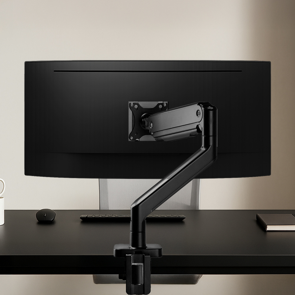 틱툭탁 블랙 화이트 듀얼 와이드 커브드 모니터 스탠드 거치대 베이직 고중량 모니터암 싱글