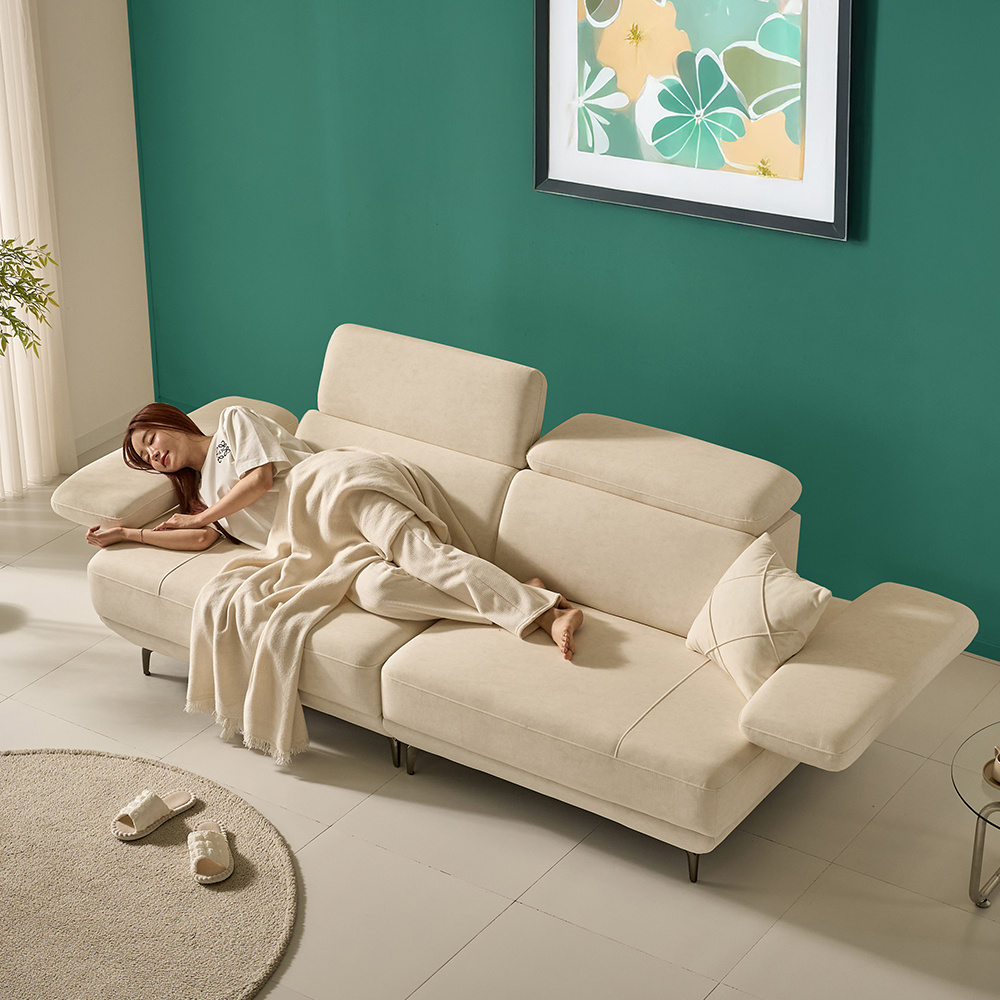 세인트블랑 퓨어케어 갤럭시 이지클린 패브릭 모듈형 스윙 소파 sk 스툴미포함, 아이보리, 3.5인용