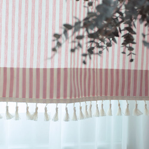 메르시 핑크 스트라이프 테슬 레이스 맞춤제작 핀커튼