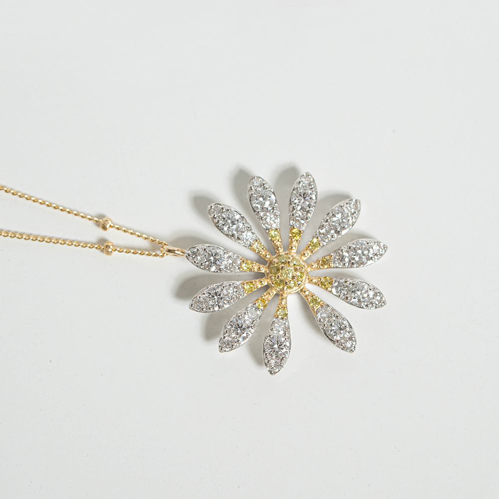 14k 펜던트 목걸이 데이지 플라워 여자 목걸이 금 목걸이 명품 목걸이 체인