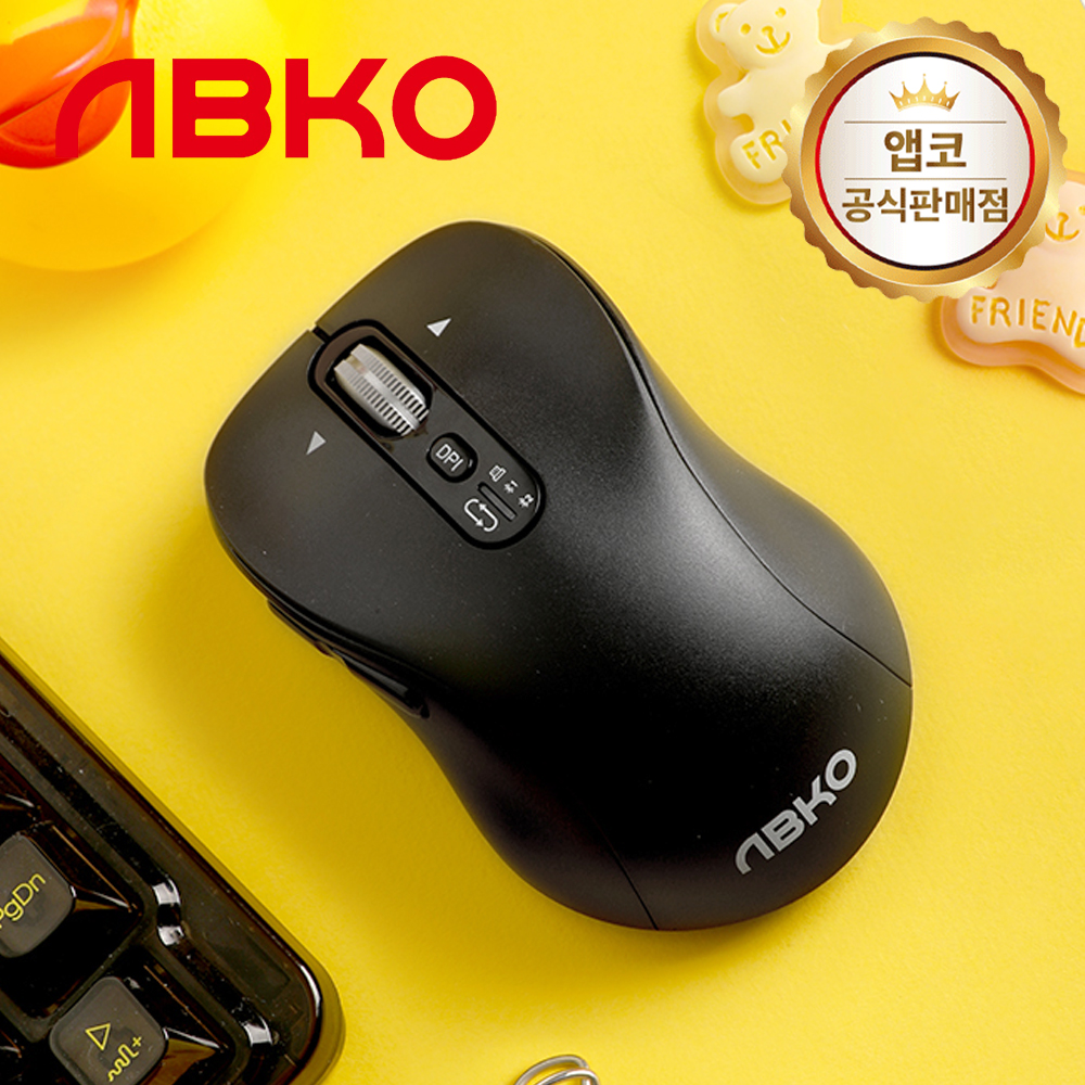 앱코 WM600 저소음 인피니트 무한휠 틸트 블루투스 무선 마우스 블랙 - 메인 이미지