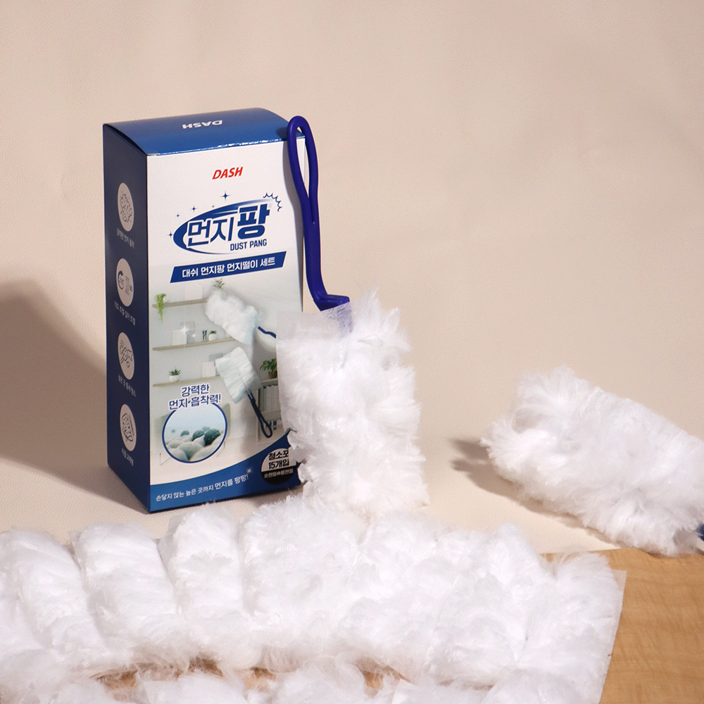 대쉬랩 먼지팡 흡착식 먼지털이개 2개입 + 청소포 15개입 핸들+리필 이미지 6