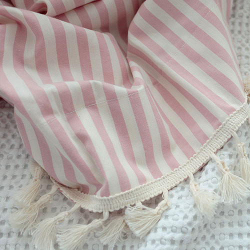 메르시 핑크 스트라이프 테슬 레이스 맞춤제작 핀커튼