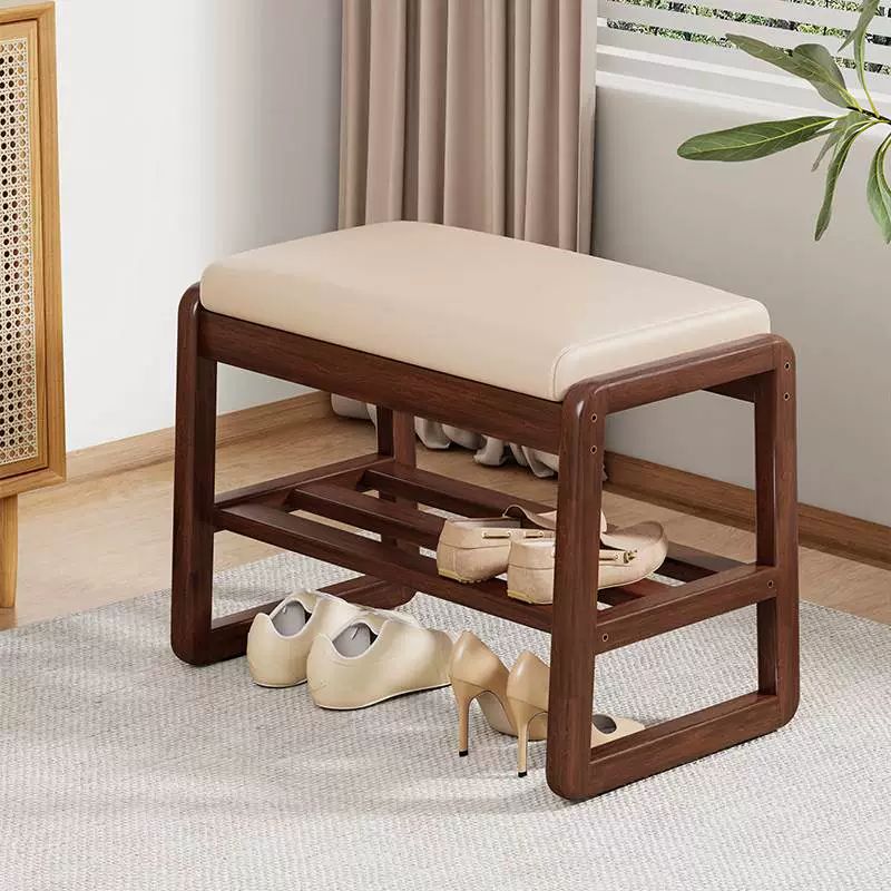 미니 벤치 스툴 신발 수납 현관 카페 입구 의자 신발장 간이 보조의자 55cm 월넛 - 상세 이미지 4