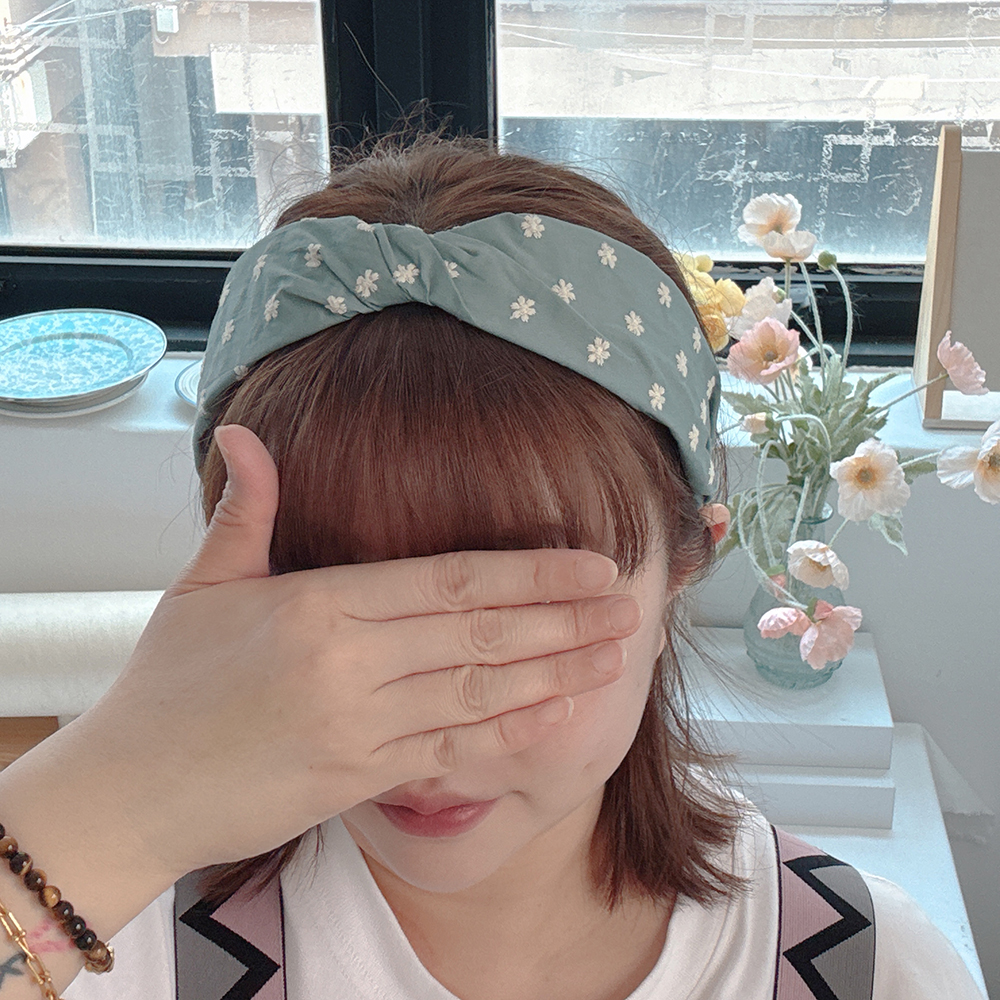 데이지자수 리본머리띠 헤어밴드 반다나머리띠 넓은헤어밴드 헤어스카프 헤어악세사리 이미지 7
