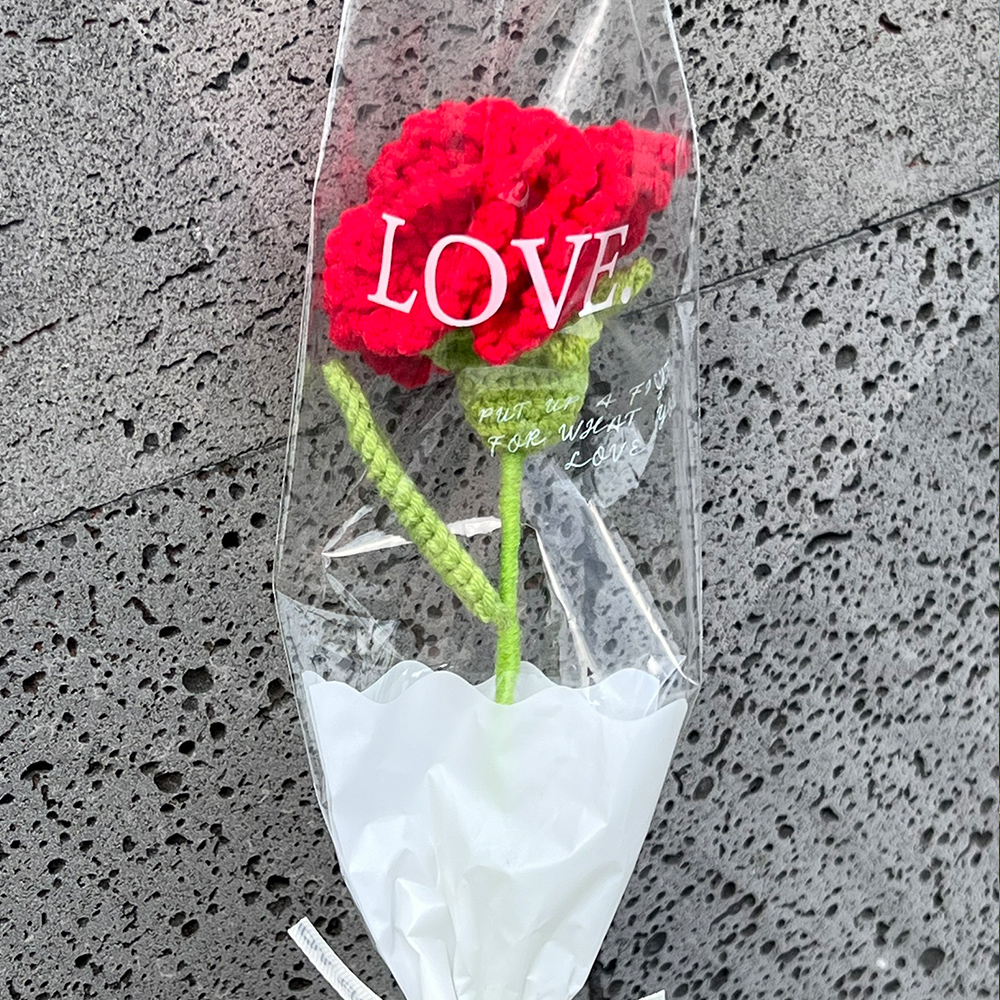 완제품 2송이 세트 카네이션 뜨개 꽃 수제 니트꽃 어버이날 스승의날 감사 선물 - 상세 이미지 5