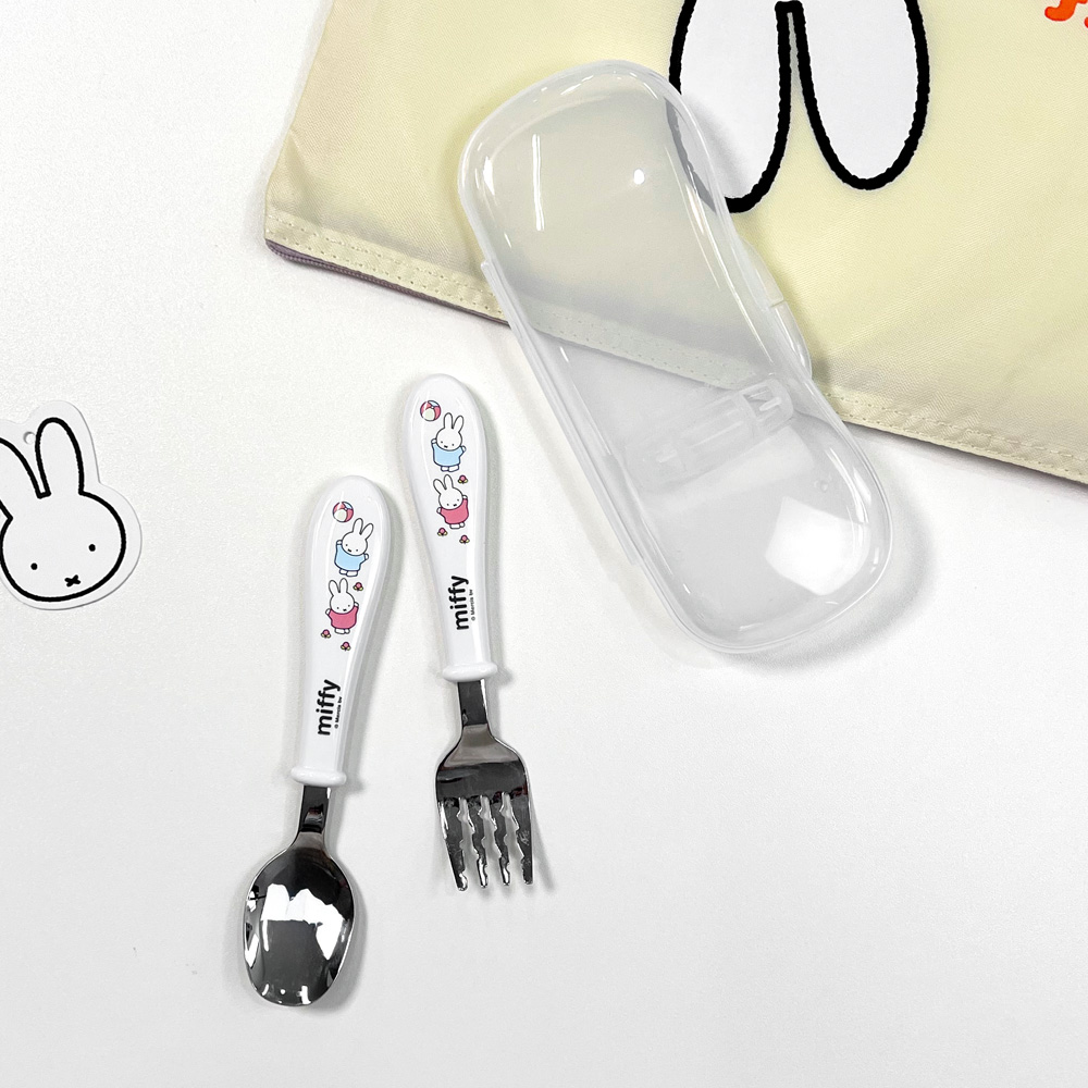 키친유 미피 어린이 스텐 304 수저 포크 수저통 세트 아기 유아 캐릭터 숟가락 국내생산 - 상세 이미지 2
