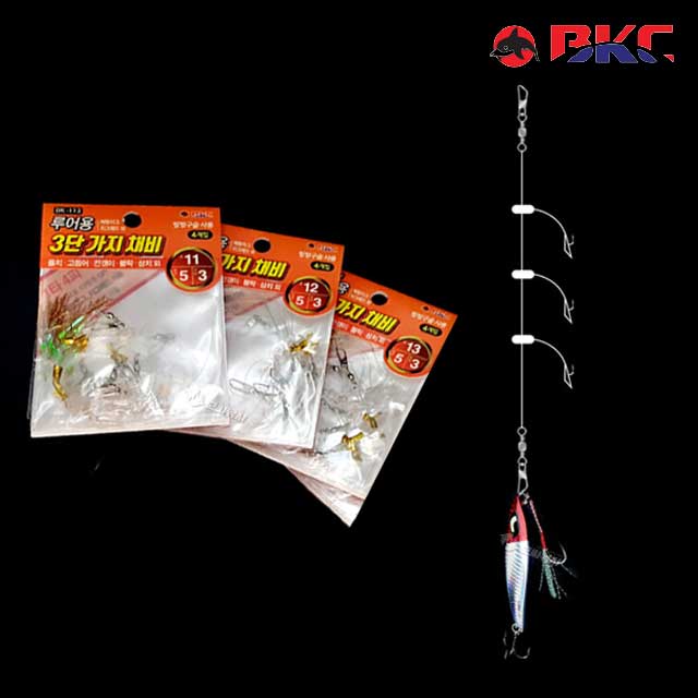 BKC 루어용 3단 가지채비 메탈 스푼 지그헤드 마릿수 채비 BK-113 - 상품 이미지