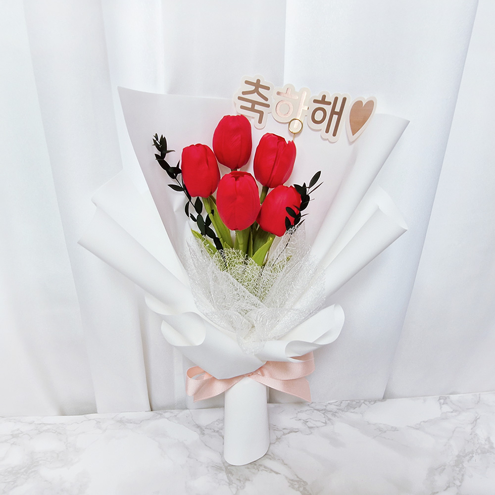 튤립 비누꽃다발, 메시지 레터링 꽃다발, Tulip - 메인 이미지