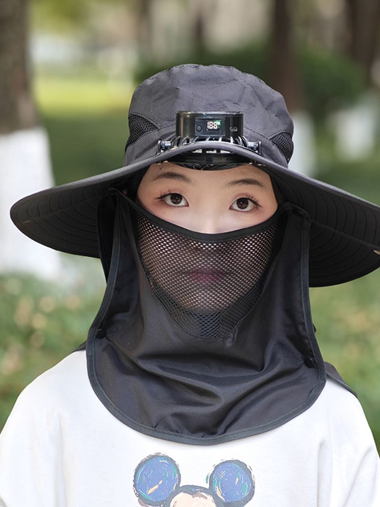 선풍기모자 모자 태양열 태양광 썬캡 선풍기달린 벙거지 낚시 등산 충전 캠핑 농사 - 상세 이미지 3